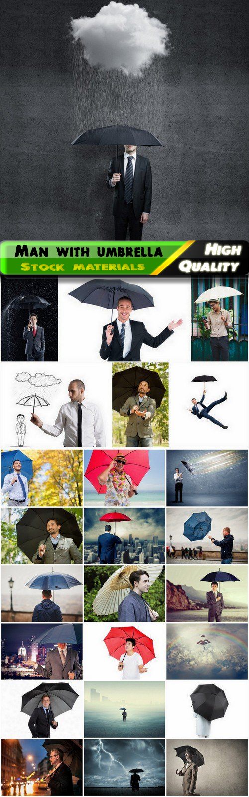 Stylish man and boy in the rain with an umbrella 25 HQ Jpg