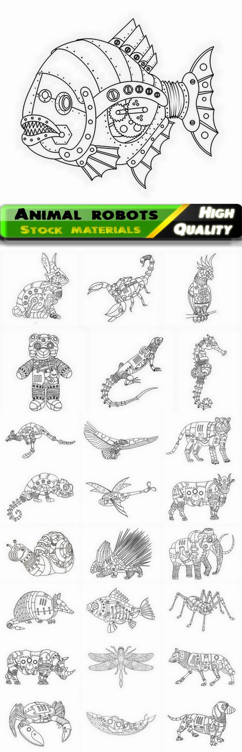 Creative wild animal mechanical technological robot illustration 25 Eps