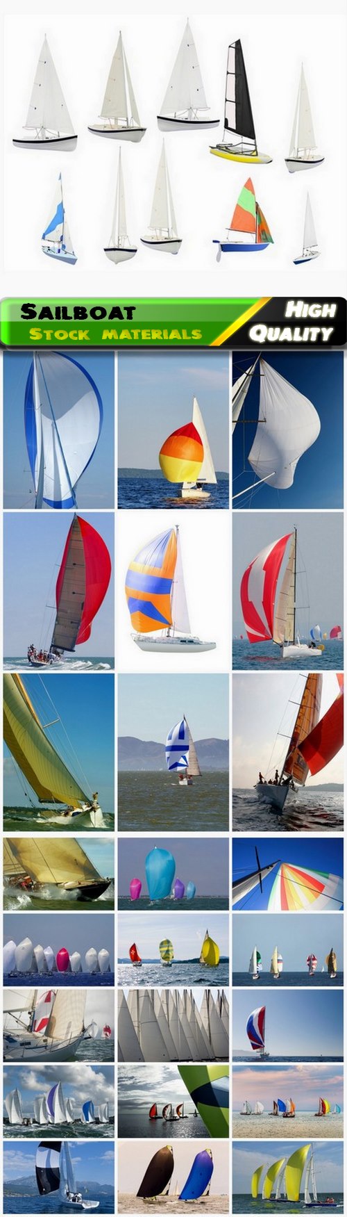 Sailboat and yacht on regatta with colored spinnaker 25 HQ Jpg