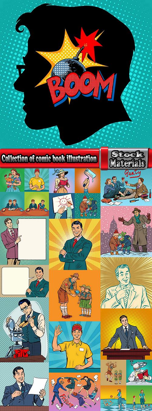 Collection of comic book illustration banner flyer 2-25 EPS