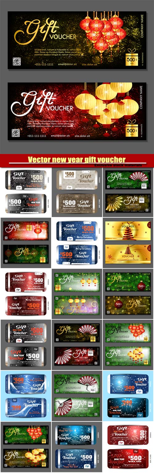 Vector new year gift voucher, background with snowflake