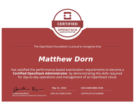 Certified OpenStack Administrator COA The OpenStack Foundation