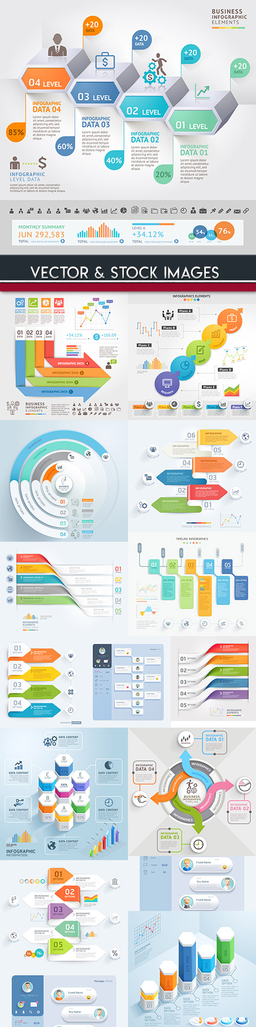 Business infographics options elements collection 78