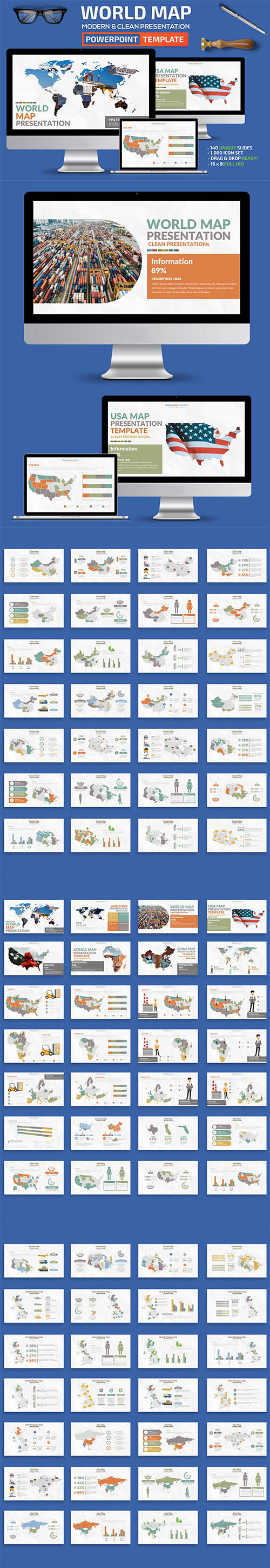 World Map Powerpoint and Keynote Template