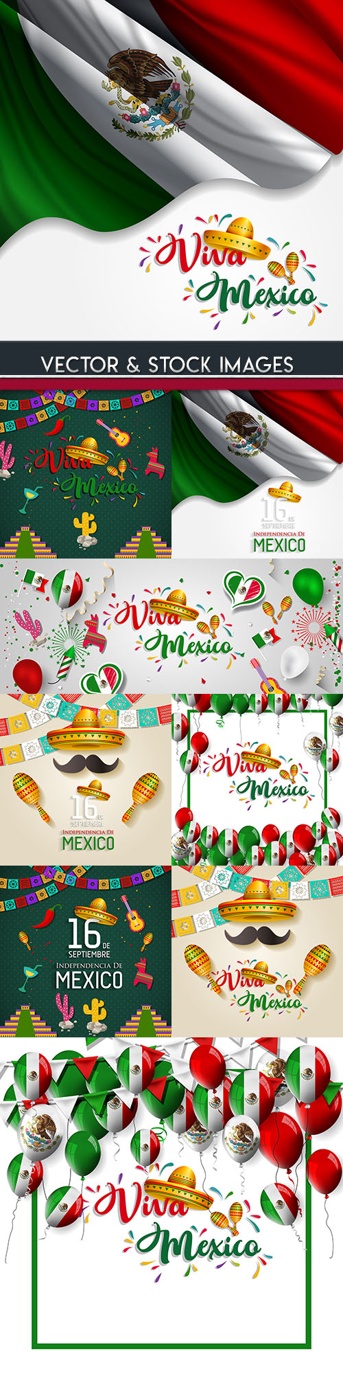 Mexico national day and Viva Mexico illustration design