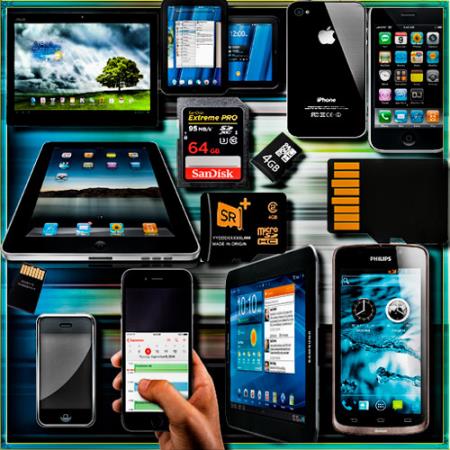 Прозрачные клипарты для фотошопа - Планшеты, айфоны, карты памяти, смартфоны