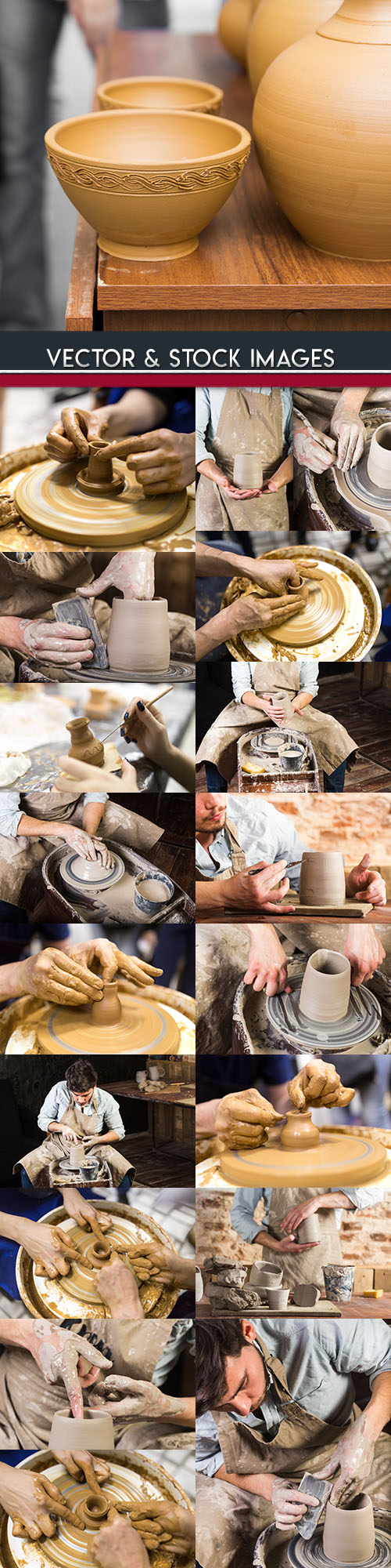 Pottery craft making ceramic pots and vases