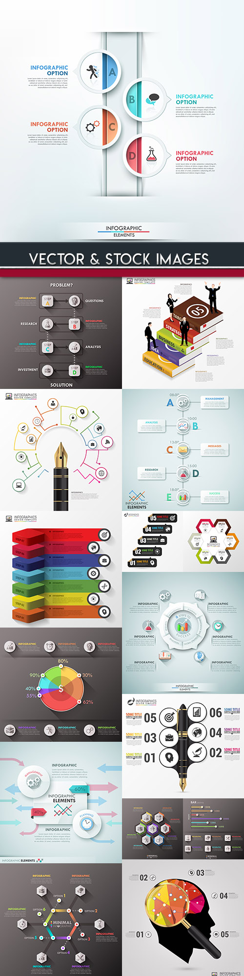 Business infographics options elements collection 91