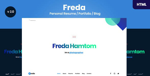 ThemeForest - Freda v2.0 - Personal Resume / Portfolio / Blog / HTML Template - 24485009