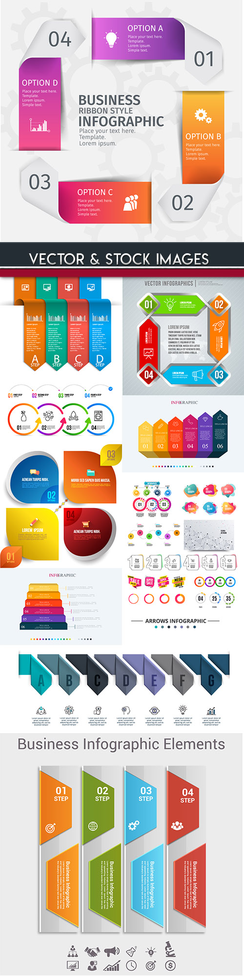 Business infographics options elements collection 96