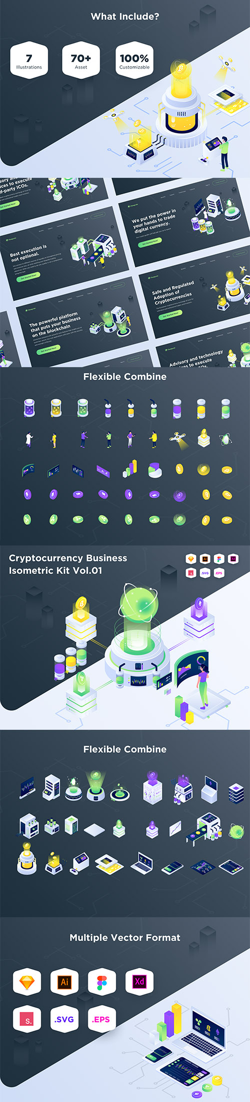 Cryptocurrency Business Isometric Vector Kit Vol.01