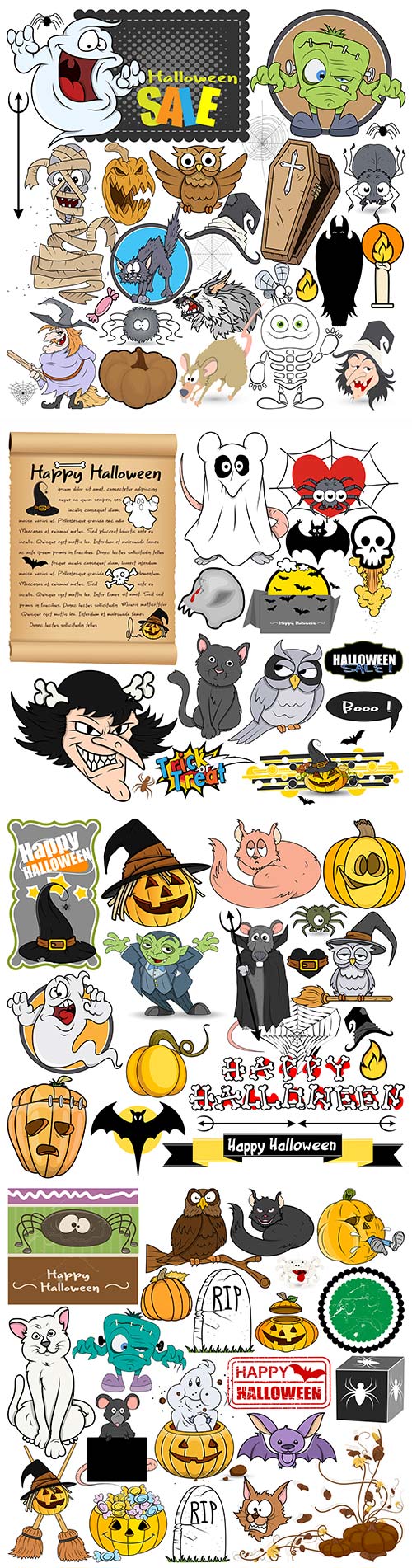 Set of cartoon Halloween vector elements