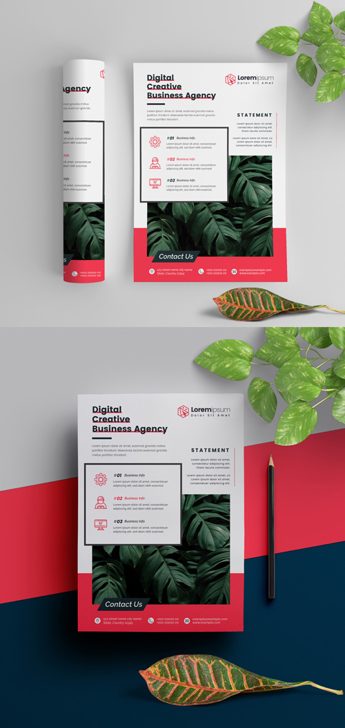 Business Flyer Layout with Red Elements 290392312