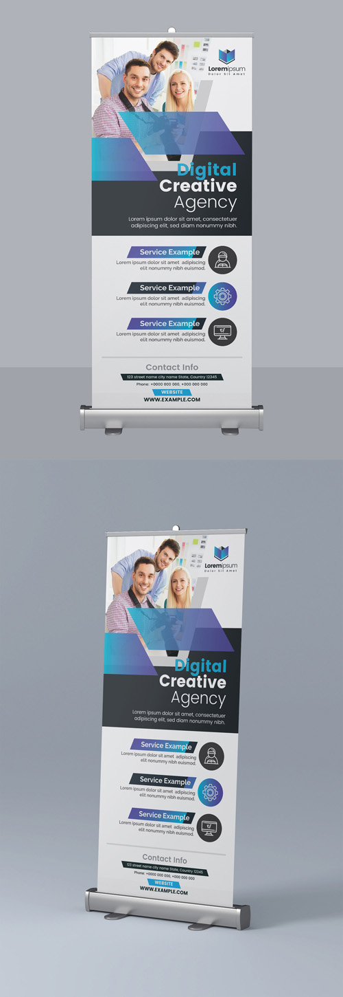 Corporate Roll Up Banner with Blue Accents 295382643