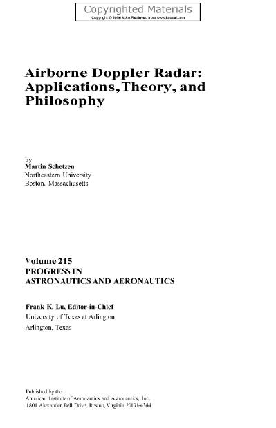 Airborne Doppler Radar Applications, Theory, and Philosophy